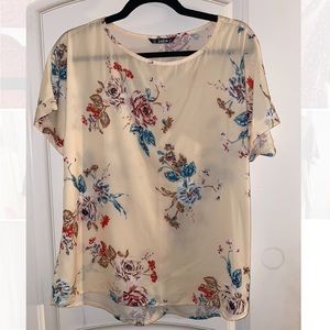 Shein Pastel Yellow wirh Floral Blouse